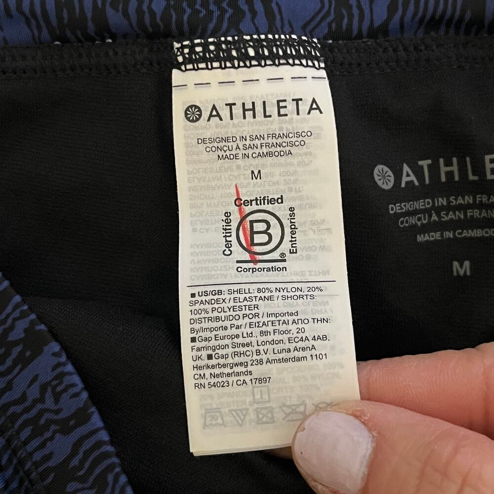 Athleta Surge Swim Short Geo Print Athleisure Women Navy Medium - Picture 7 of 10